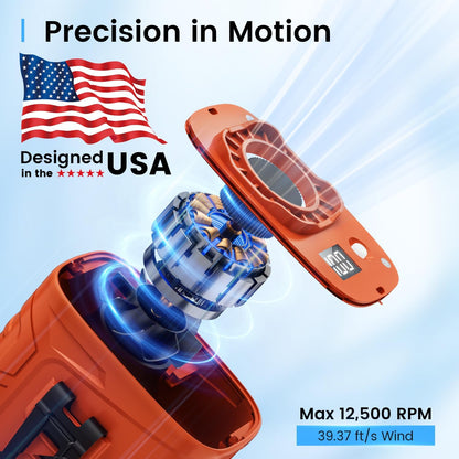 KIBEE Portable Waist Fan, 12500RPM Rechargeable Wearable Belt Clip Fan, Hands Free Cooling Fan for Outdoor Work, Construction, Hiking, Camping, Fishing, Long Battery Life Personal Cooling Device