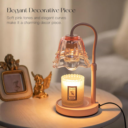 Candeldo Candle Warmer Lamp with Timer: Flower Gold Candle Lamps Height Adjustable Wax Melt House Warming Gifts New Home Decor Mothers Day Birthday Gift for Women Mom