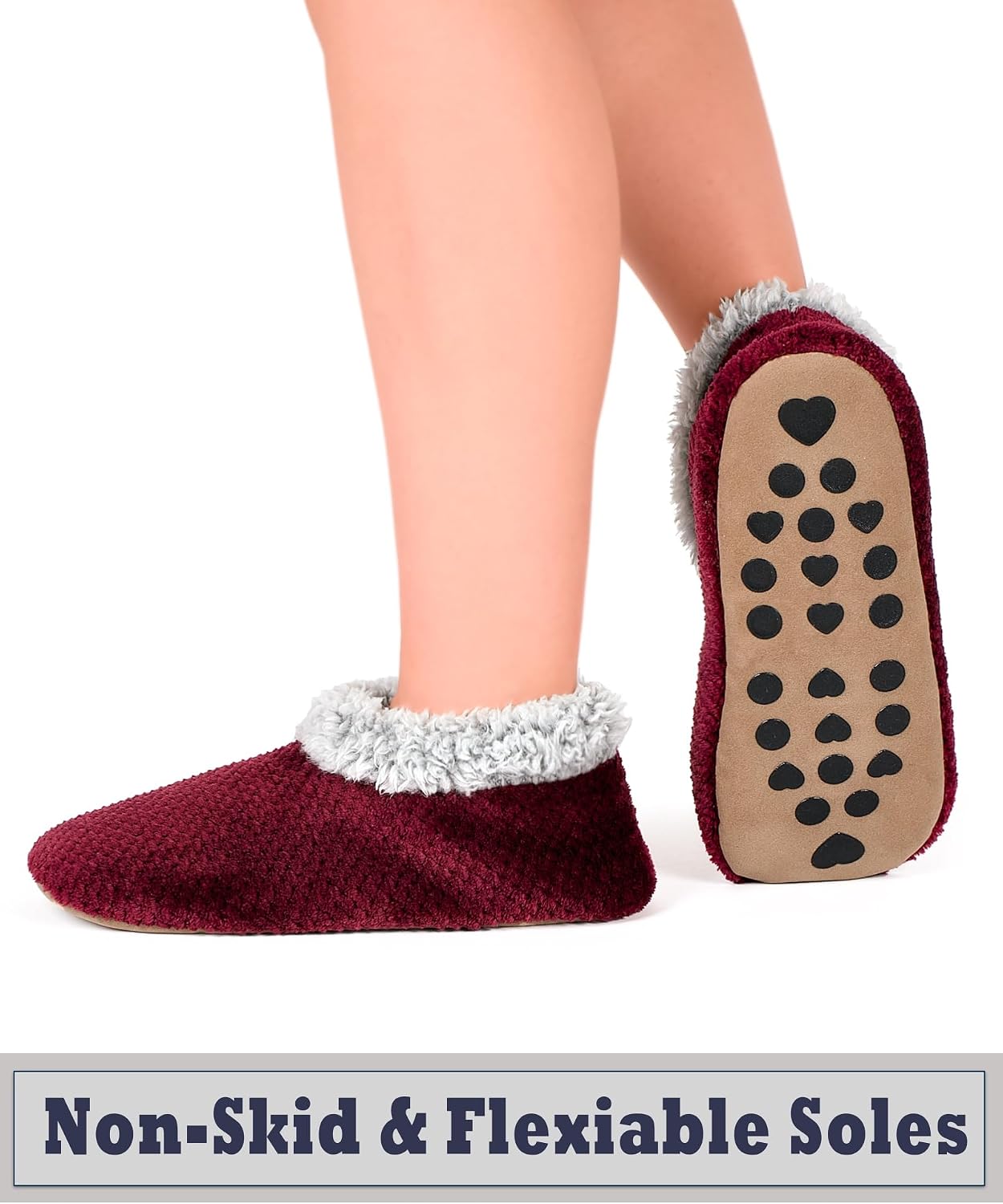 Cozylook Fuzzy Slippers for Women Indoor Soft Sole Slipper Socks with Non Slip Grippers Warm Fluffy