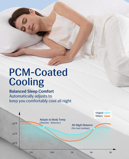 Elegear Cooling Mattress Pad King, Upgraded Arc-Chill® 3.0 + PCM Cooling, Stay Cool All Night, Breathable & Soft, Deep Pocket 18", Washable Mattress Protector for Hot Sleepers, Gray