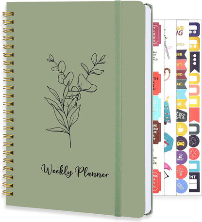 Undated Weekly Planner with Habit Tracker, 52 Weeks To Do List Notebook A5 Weekly Goal Planner with Spiral Binding & Stickers Home Work School Supplies for Women Girls 8.2" x 5.7" - Pink