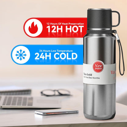 Stainless Steel Insulated Tea Infuser Bottle, Vacuum Insulated Water Bottle, Tea Tumbler with Separate Tea Compartment, 24-Hrs Insulation Commute Travel (White,32oz/1000ml)