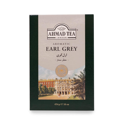 Ahmad Tea Black Tea, Earl Grey Aromatic Loose Leaf, 454g - Caffeinated and Sugar-Free