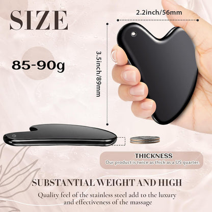 Nuanchu Stainless Steel Gua Sha Facial Tool, Metal Gua Sha for Lymphatic Drainage, Guasha Face Sculpting Double Chin Reduce with Pouch Self Care Gift(304 Stainless Steel,Silver)
