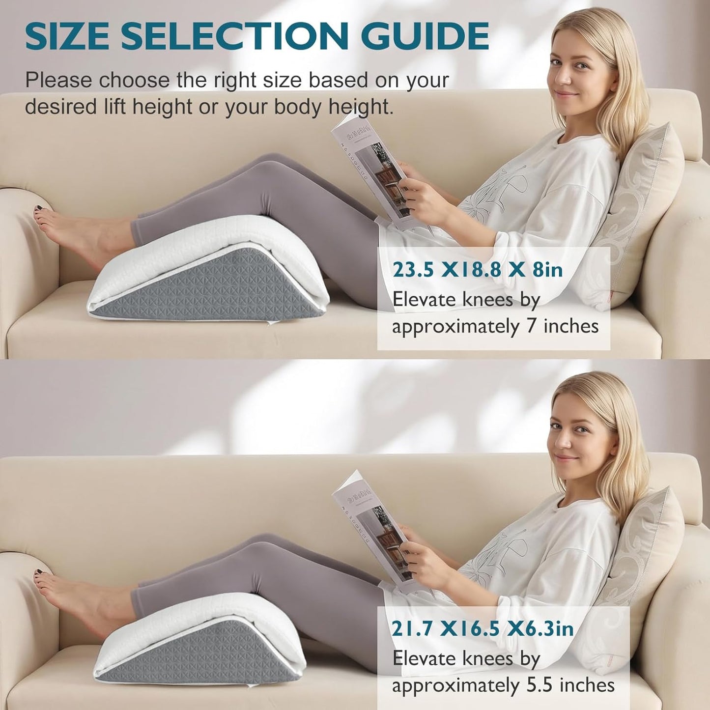 Shinnwa Knee Wedge Pillow, Patented Convertible Knee Pillow for Back Sleeping, Dual-Layer Memory Foam Triangle Pillow for Legs Post Surgery, Knee Support, Leg Elevation, Back Pain Relief