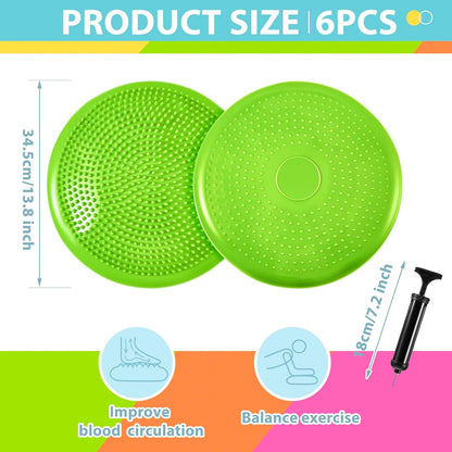 Amylove 6 Pcs Wiggle Seat Inflated Wobble Cushion for Sensory Kid 13 Inch Balance Disc Kids Flexible Seating Exercise Sensory Pad Chair Cushion for Classroom Office School (Bright)
