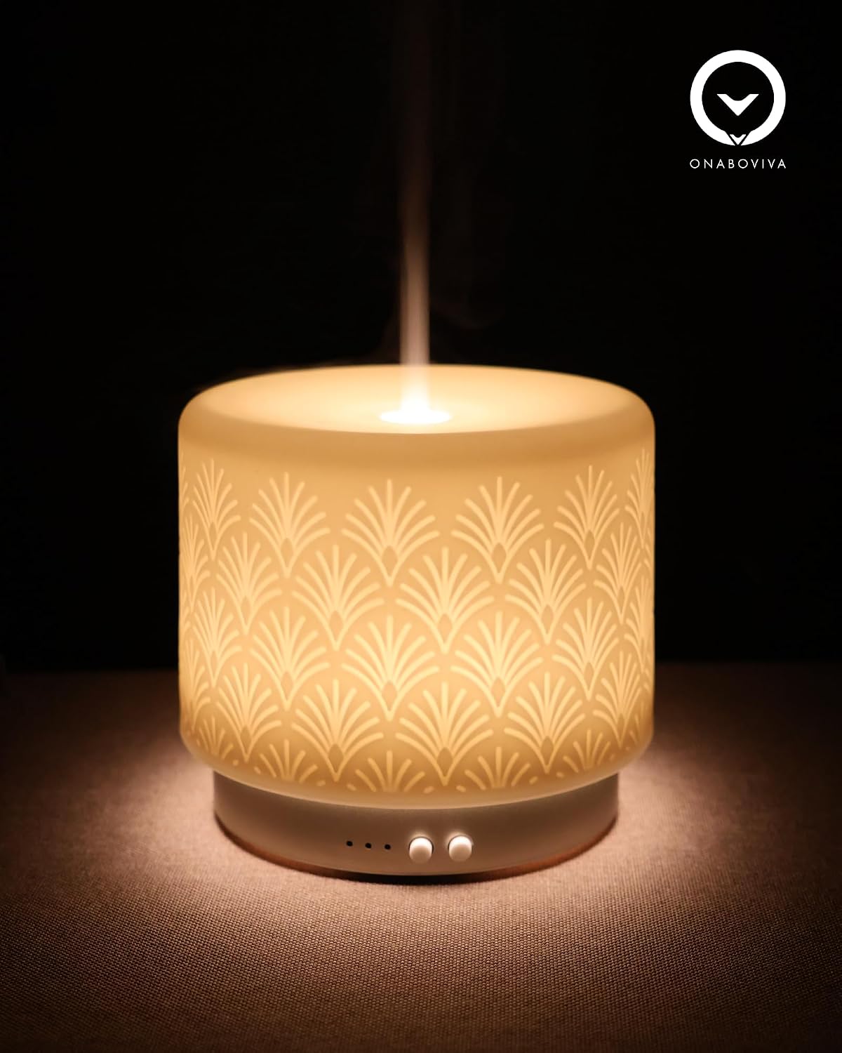 Essential Oil Diffuser - 280ml Ceramic Diffuser for Large Room & Commercial Use, 2.4MHz Aromatherapy Diffuser with Cool Mist Humidifier & Night Light, Ideal for Bedroom, Office, Yoga, Spa, Gifts