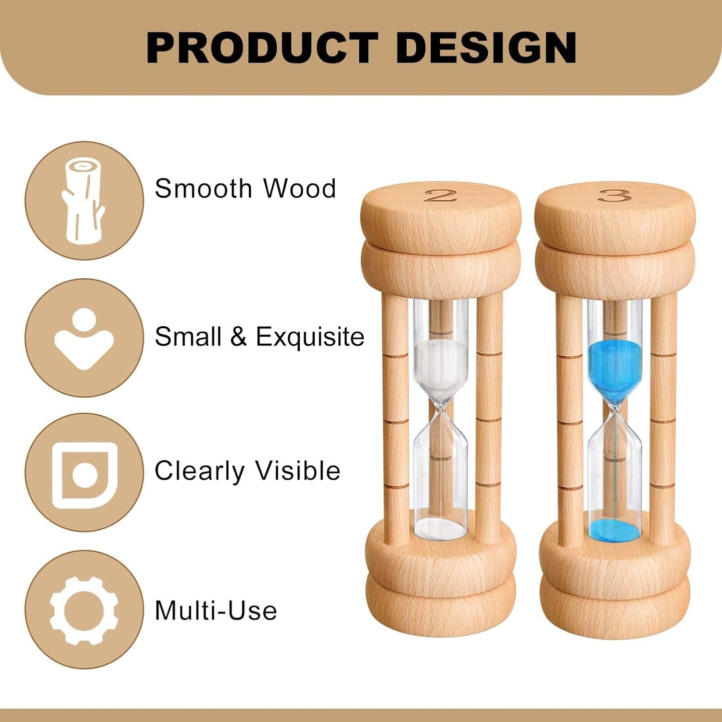 60 Minute Sand Timer, 60 Min Wood Small Hourglass Timer, Blue Sand Clock, One Hour Wooden Hour Glass for Classroom, Sandglass, Reloj De Arena Decorativo, Home, Office, Game, Gift