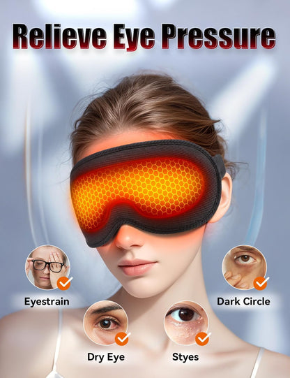 Sleep Mask, EVA BELLE Heated Eye Mask, Electric Sleeping Eye Mask, Warm Eye Compress Mask for Stye Relief, Adjustable Temperature & Timer, Electric Eye Heating Pad for Men Women-Graphene Heating