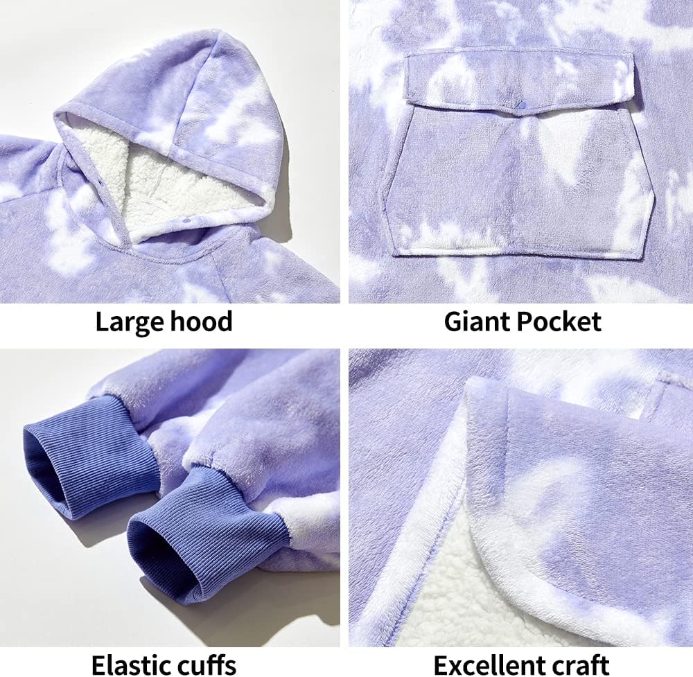 Krifey Wearable Blanket Hoodie, Oversized Sherpa Hooded Blanket for Adults | Soft sherpa fleece with sleeves and pocket; oversized fit for lounging, WFH, camping, Christmas and white elephant gifts.