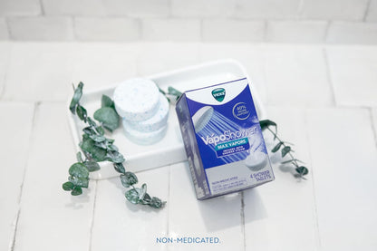 Vicks VapoShower Max Tablets, Non-Medicated Eucalyptus Shower Steamer Tablets, Menthol, Aromatherapy, 4ct