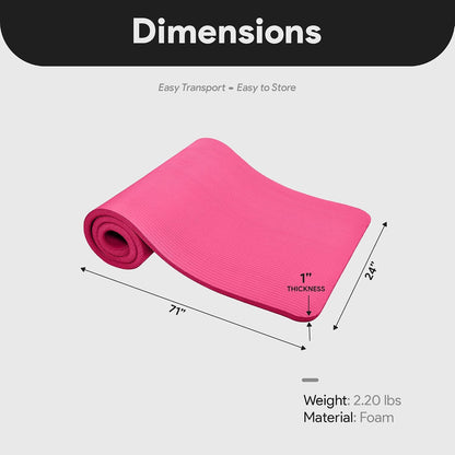 BalanceFrom Yoga Mat, 1-Inch Extra Thick High Density Exercise Mat, Anti-Tear Exercise Yoga Mat with Carrying Strap, Suitable for Various Yoga Exercises, Multiple Colors
