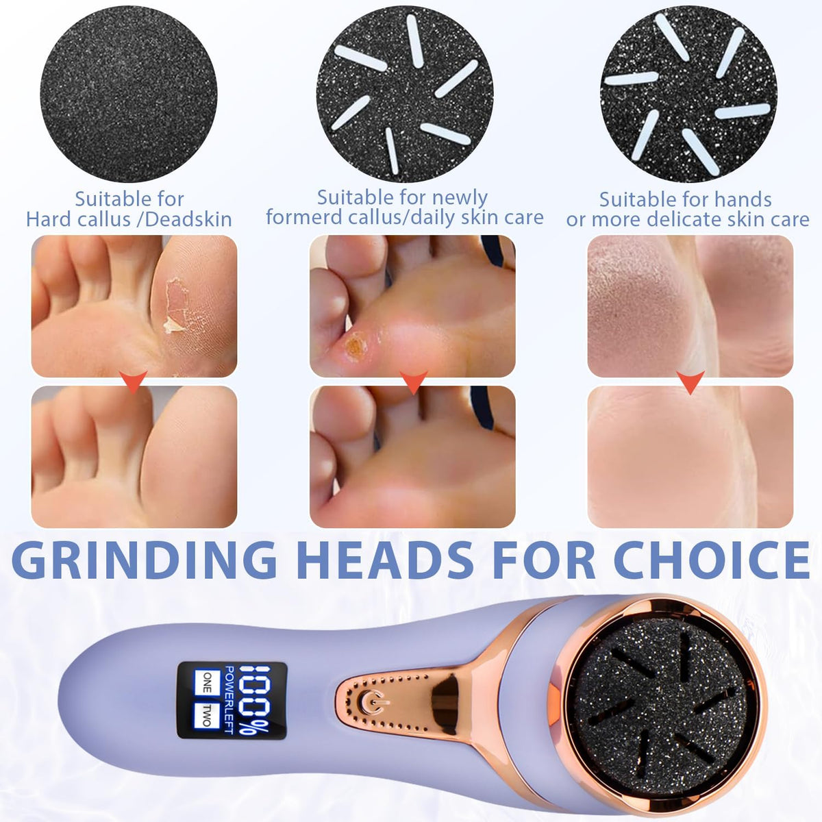 Electric Callus Remover for Feet with Vacuum, Professional Pedicure Tools Kit, Rechargeable Waterproof Foot File for Foot Care Deadskin Remover with 3Heads&2Speed,LCD Display