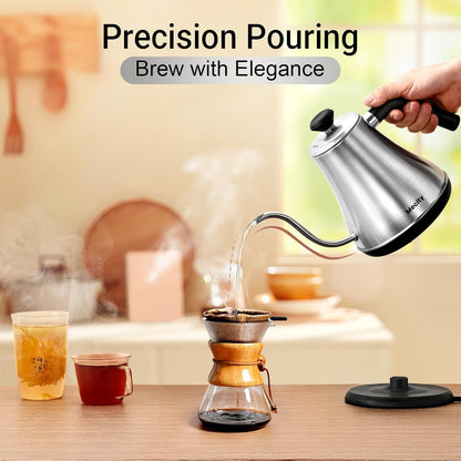 Mecity Electric Kettle Gooseneck Water Kettle Stainless Steel Tea Kettle Water Boiler Fast Heating, Auto Shut Off, 27 fl oz, 1000W, Stainless Steel