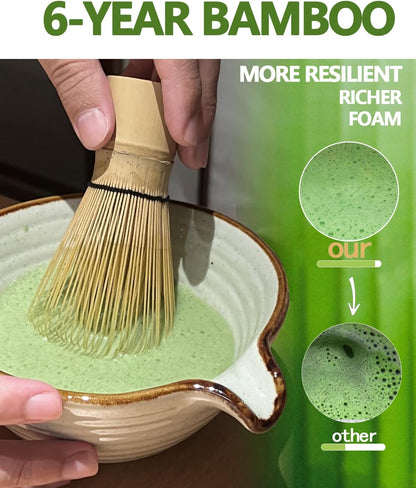Vaiheng Matcha Whisk Set with Matcha Bowl, Matcha Whisk Holder Matcha Bamboo Whisks, Scoop, Sifter, Mothers Day Gifts for Women Mom Her Girl Friend Home Kitchen Decor Kit for Tea Enthusiasts