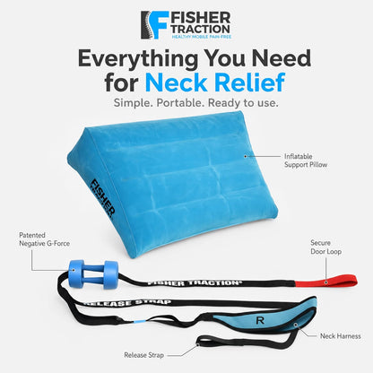Fisher Traction Lower Back Decompression Device – Lumbar Traction for Spinal Decompression – Patented Stretcher Strap Release for Spinal Rehydration – Lightweight & Portable (Under 230 lbs)
