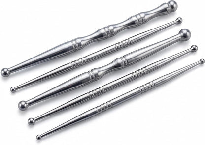5PCS Stainless Steel Acupressure Tool Set,Trigger Point Massage Tools for Pressure Point Therapy, Reflexology & Deep Tissue Massage, Professional Meridian Massage Sticks for Face, Body & Muscle Relief
