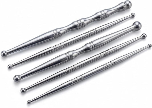 5PCS Stainless Steel Acupressure Tool Set,Trigger Point Massage Tools for Pressure Point Therapy, Reflexology & Deep Tissue Massage, Professional Meridian Massage Sticks for Face, Body & Muscle Relief