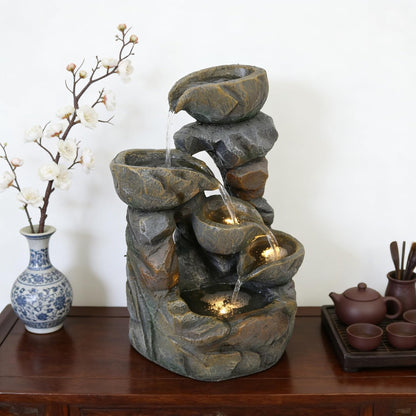 4-Tiered Outdoor Tabletop Water Fountain 17.9”