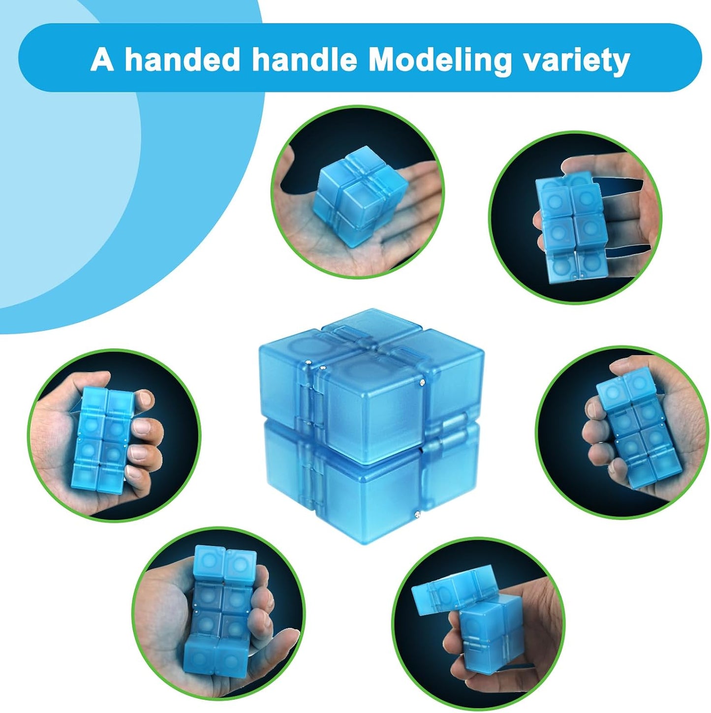 Infinity Cube Fidget Toy Stress Relieving Fidgeting Game for Kids and Adults,Cute Mini Unique Gadget for Anxiety Relief and Kill Time (Macaron Blue)
