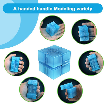 Infinity Cube Fidget Toy Stress Relieving Fidgeting Game for Kids and Adults,Cute Mini Unique Gadget for Anxiety Relief and Kill Time (Macaron Blue)