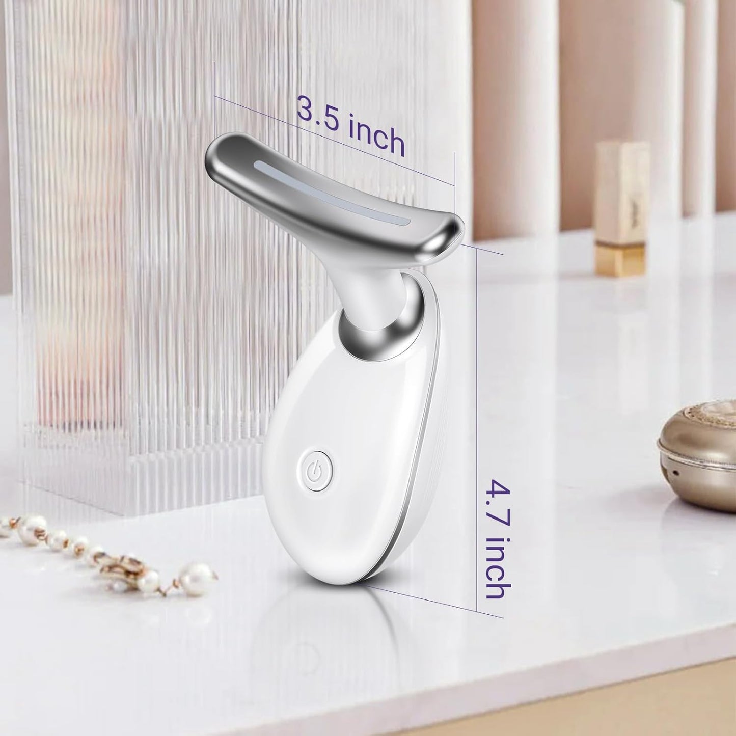 Neck Face Massager, Face Sculpting Tool, 3 Modes and Vibration for Facial Massager for Double - Chin Wrinkle,Daily Home Use, White