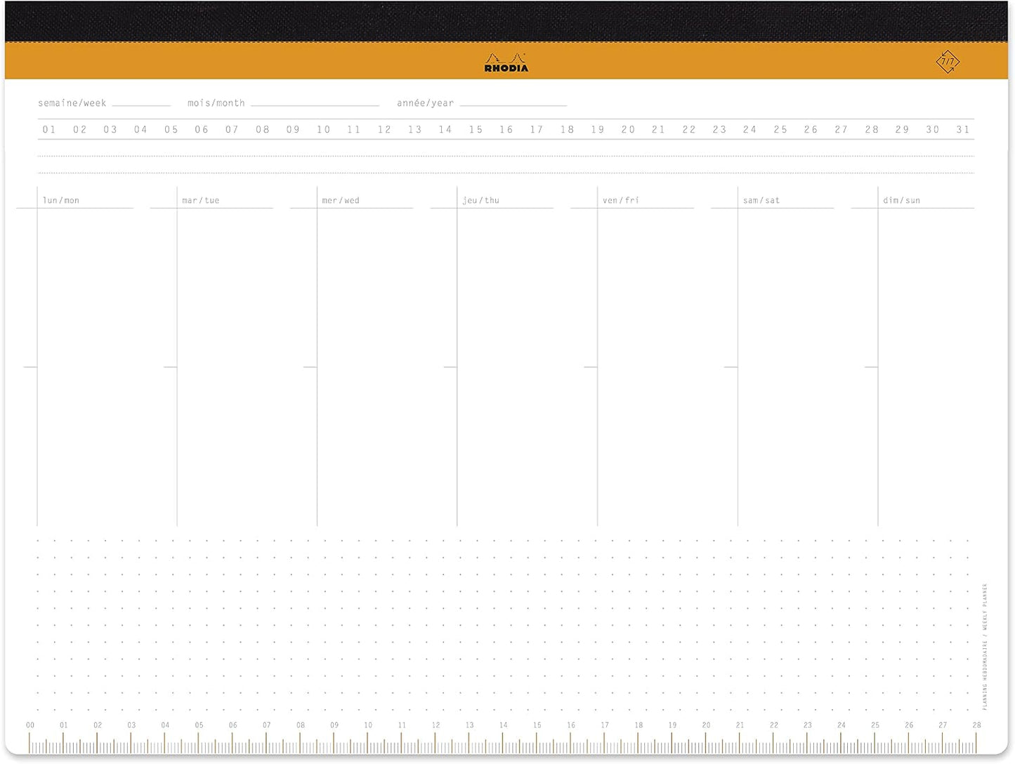 Rhodia -Ref 194041 - Undated Weekly Desk Pad - Premium 80 GSM White Paper -16 1/2 x 12 1/8" - 60 Sheets