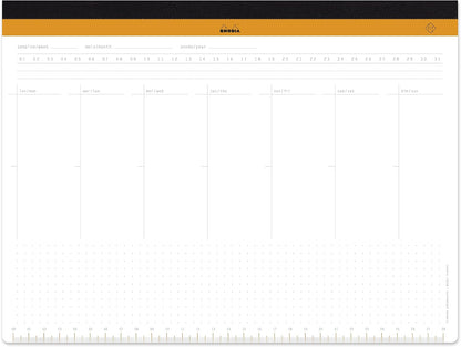 Rhodia -Ref 194041 - Undated Weekly Desk Pad - Premium 80 GSM White Paper -16 1/2 x 12 1/8" - 60 Sheets