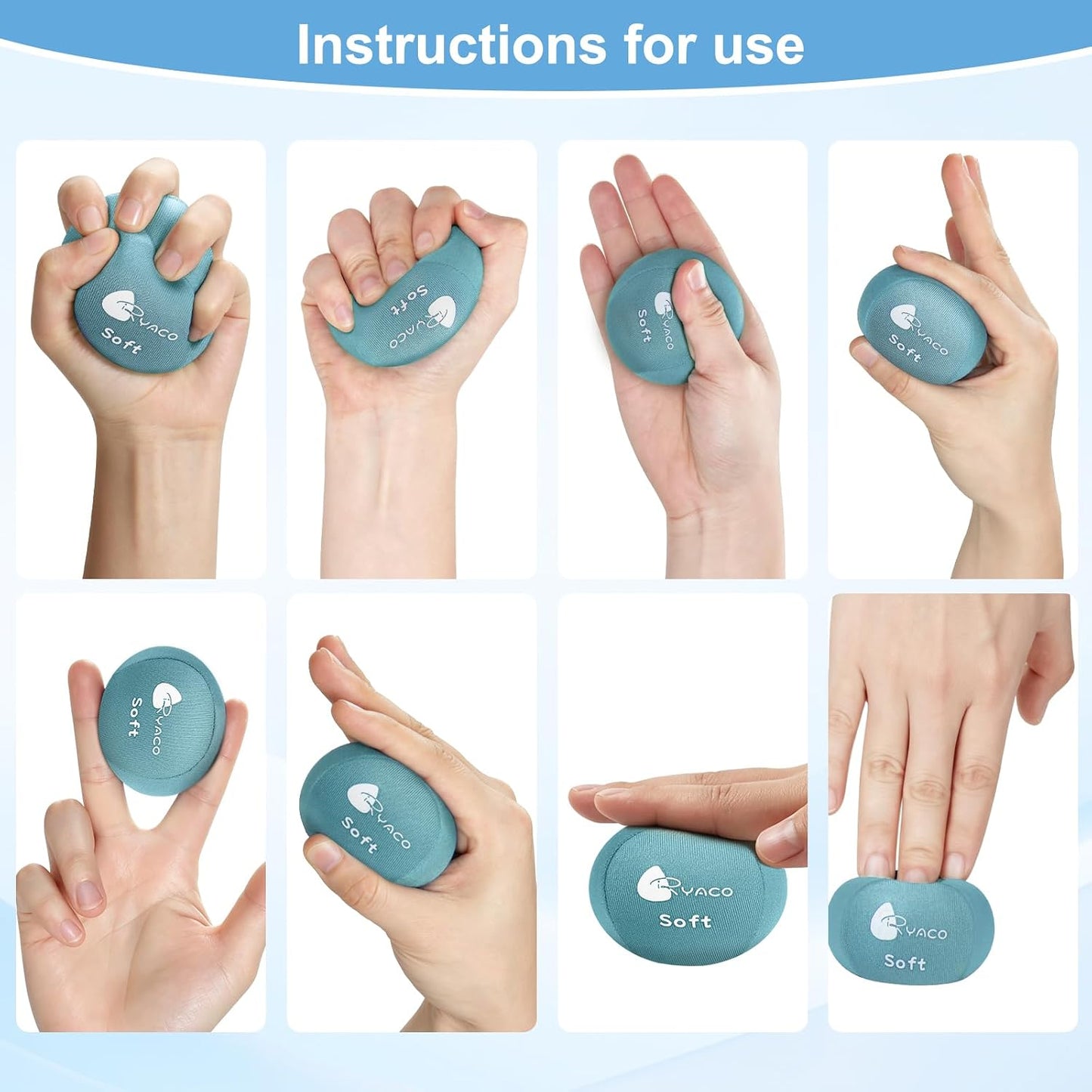 Ryaco Stress Balls for Adults, Balls for Hand Therapy, Relief Anxiety Stress Ball, Physical Therapy Fidget Stress Ball, Hand Exercise Ball for Grip Strength, Tri-Density Stress Balls