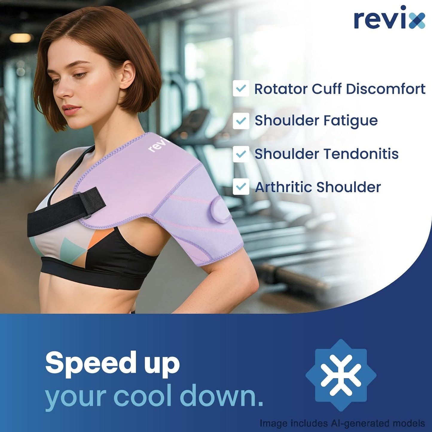 REVIX Large Shoulder Ice Pack Wrap, 2 Gel Packs+1 Shoulder Brace for Rotator Cuff and Arm, Reusable Gel Cold Therapy Wrap for Discomfort Relief & Muscle Relaxation, Easy to Wear & Remove