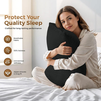 Utopia Bedding 4 Pack Pillow Protectors with Zipper Queen Size, Soft Brushed Microfiber Fabric Pillow Cases, Shrinkage and Fade Resistant Pillow Covers (White)
