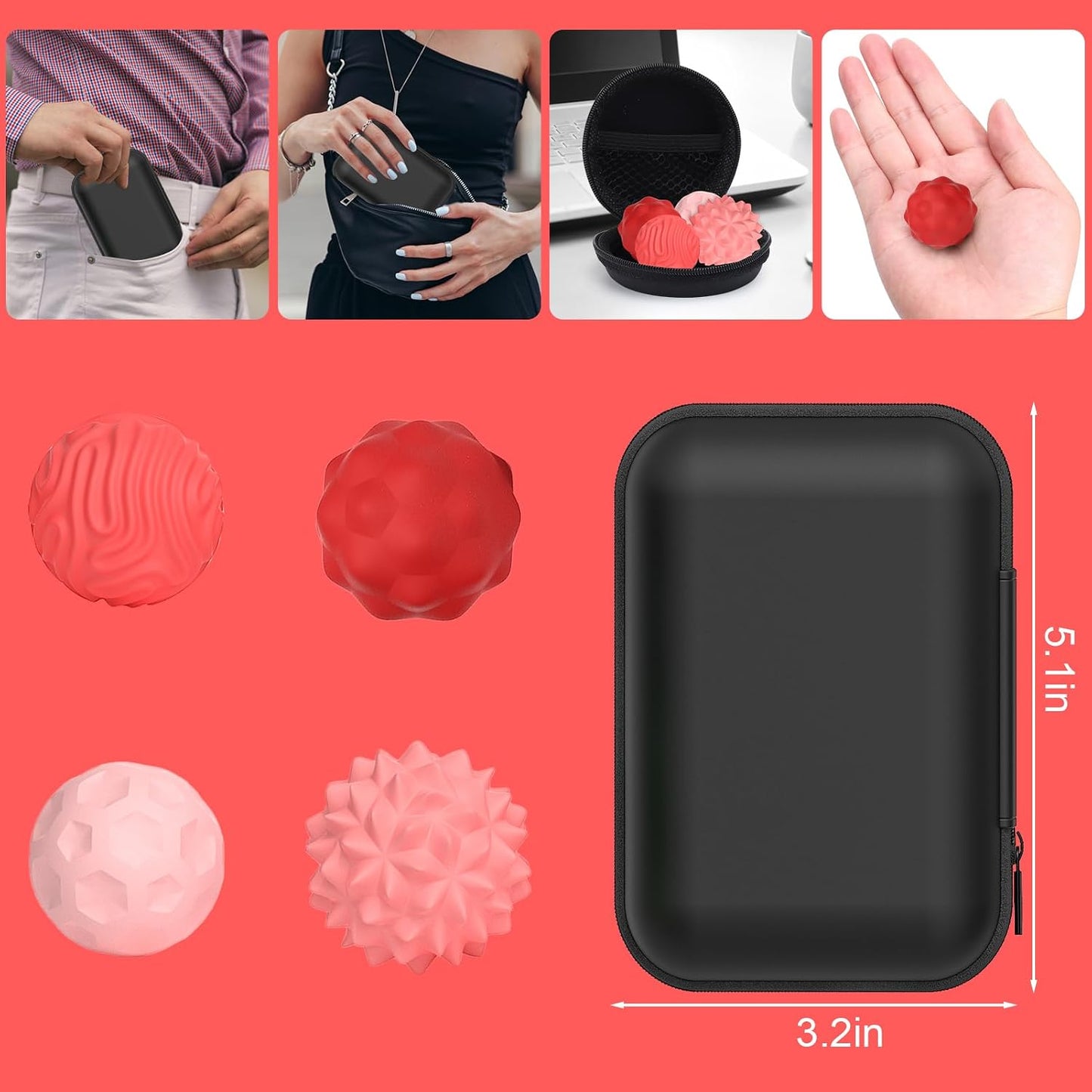 BUSOHA Silicone Magnetic Fidget Balls - 4 Pack Fidget Toys for Adult