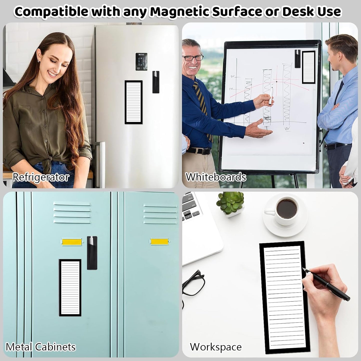 Thboxes 4 Pack Magnetic Note Pad for Fridge with Pen Holder, Totally 200 Sheets Grocery List Magnet Pad for Refrigerator Magnetic Shopping List Pad（Fruit Design）