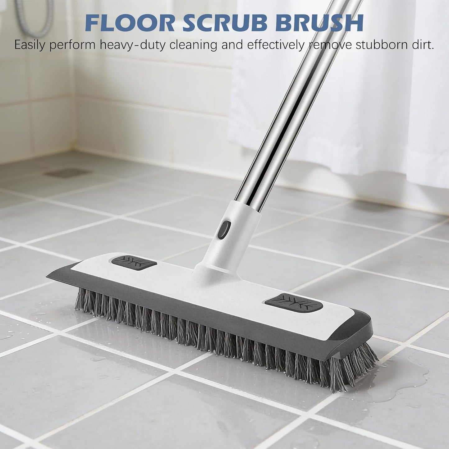 SetSail Tile Tub Scrubber Brush 3-in-1 Shower Scrubber with 52-inch Adjustable Long Handle Shower Cleaner Brush and 3 Detachable Replacement Brush Heads for Cleaning Bathroom Kitchen Walls Tub Tile