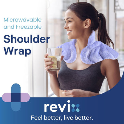 REVIX Heated Neck Wrap Microwave Heating Pad for Neck and Shoulders Pain Relief, Weighted Neck Warmer Microwavable with Miost Heat, Unscented