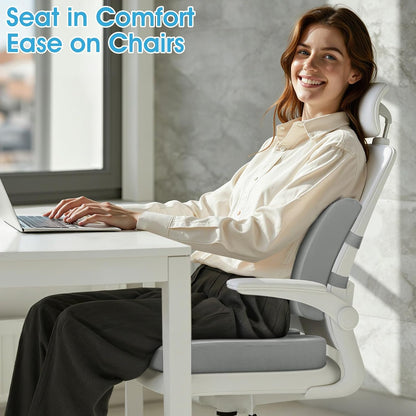 CushZone Ergonomic Seat Cushion & Lumbar Support Pillow - Memory Foam for Sciatica Pain Relief & Posture Correction, Non-Slip Chair Cushions for Office Chair/Car/Wheelchair/Travel (Black)