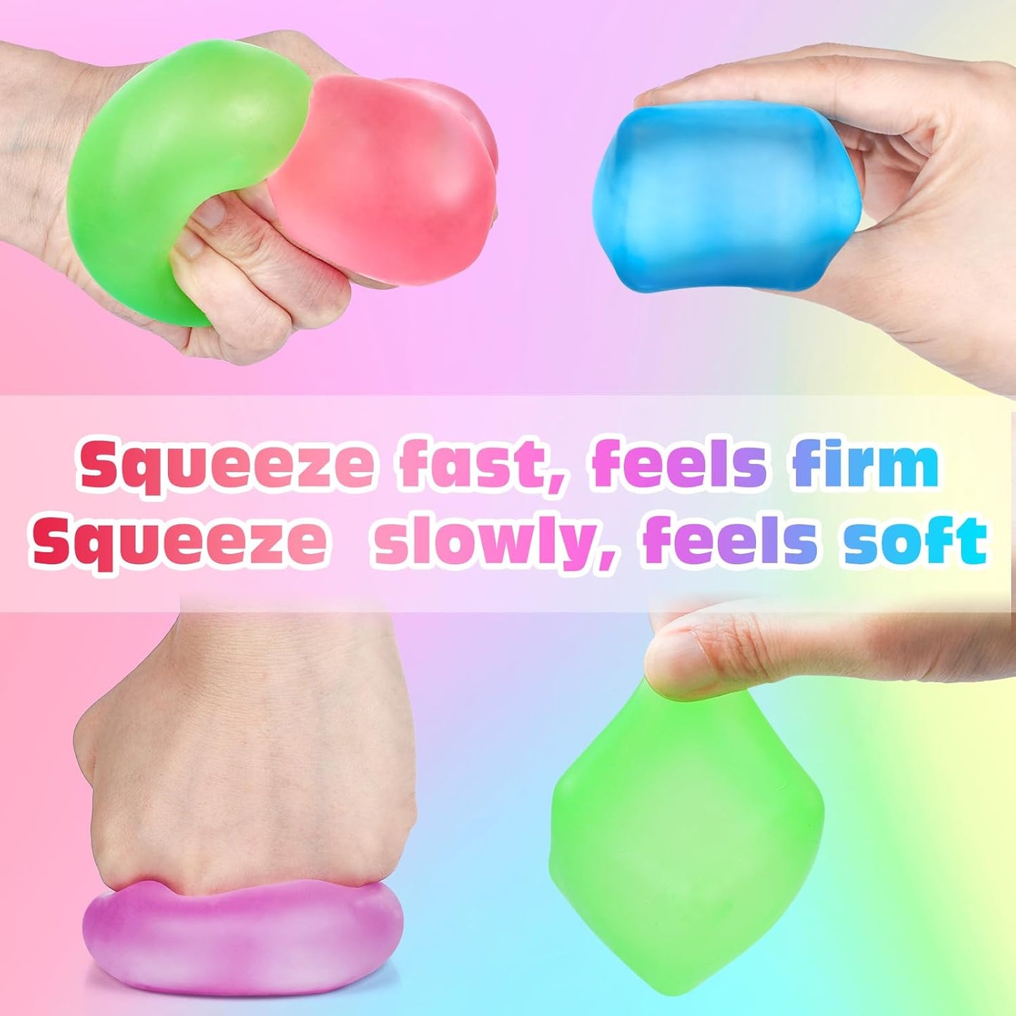 4 Pack Stress Cube, Slow Rising Ice Cube Stress Balls for Adults Kids, Sensory Fidget Toy for Anxiety Relief, Square Shape Squishy Balls for Classroom Prizes, Cube Squishy for Party Favors