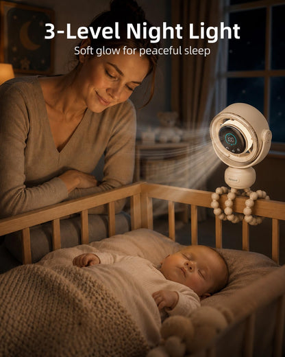 Spopal Portable Baby Stroller Fan, 120° Auto Swing, LED Display- Beige