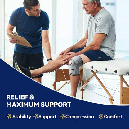 JOMVD Knee Brace for Knee Pain, Meniscus Tear, Adjustable Knee Support with Side Spring Stabilizers for ACL, MCL, Arthritis, Patella Stability, Knee Pain Relief, Injury Recovery, Women and Men, Medium