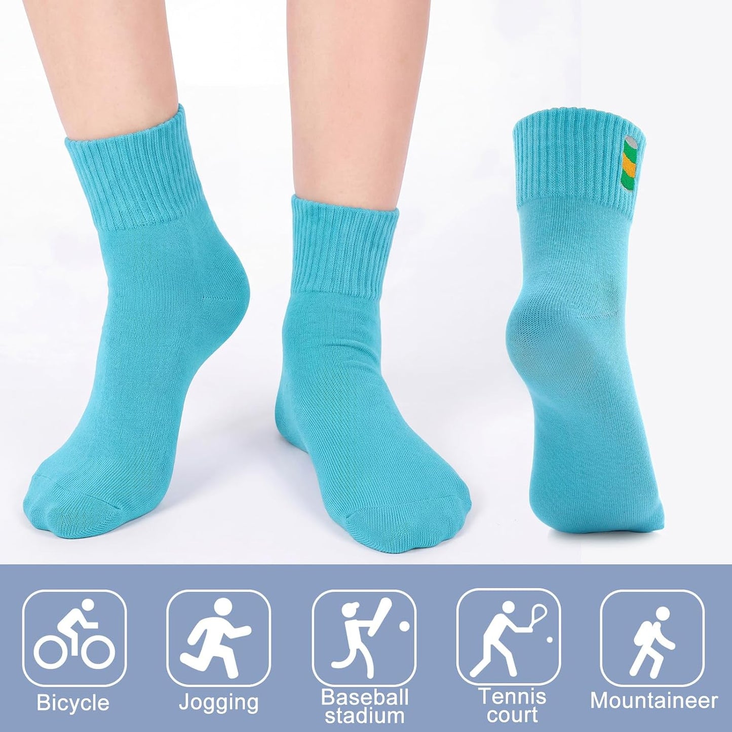 Eurzom 10 Pairs Socks Womens Crew Elastic Ankle Length Cotton Socks Aesthetic Cute Lightweight Low Cut Gifts for Women - Colors A