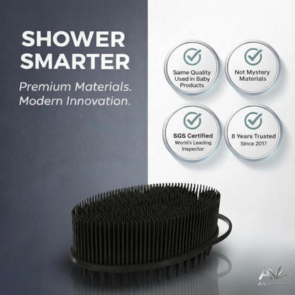 Avilana Premium Silicone Body Scrubber - Trusted Since 2017 - SGS Certified Food Grade Dual Sided Bath Brush, Quick-Dry Exfoliating Loofah Alternative, Massage Brush Sensitive Skin Women Men