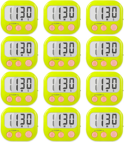 2 Pack Digital Kitchen Timer for Cooking Big Digits Loud Alarm Magnetic Backing Stand Cooking Timers for Baking White