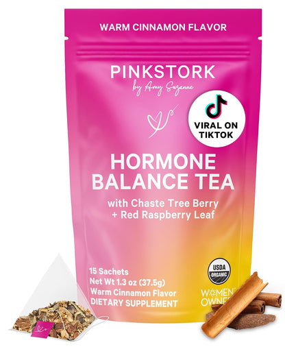 Pink Stork Organic Hormone Balance Tea for Women, Cinnamon, 30 Servings