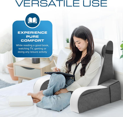 Kolbs Bed Wedge Pillow for Sleep Apnea, FSA Eligible Acid Reflux, and Back Pain Relief, with Chic Jacquard Cover - Headboard Wedges for Sleeping (5" Gentle Incline)