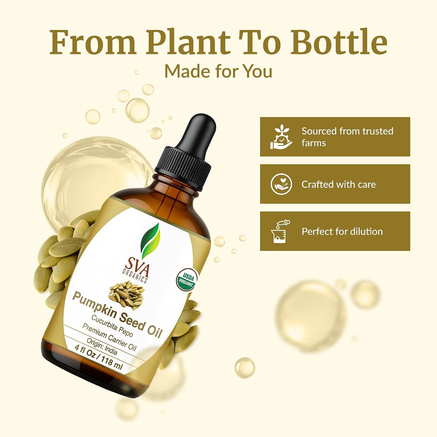 SVA Lavender Essential Oil 4 Fl Oz – for Diffuser, Skin & Hair Care – Ideal for Massage & DIY Blends – with Dropper