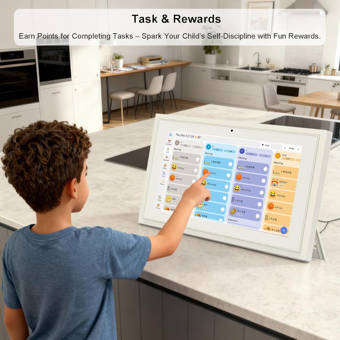 Digital Calendar 10.1 Inch Wall Planner Touch Screen WiFi Smart Electronic Planner with Third-Party Calendar Sync, Chore Tracker,Meal plan Family Digital Picture Frame Gift for Mom Women