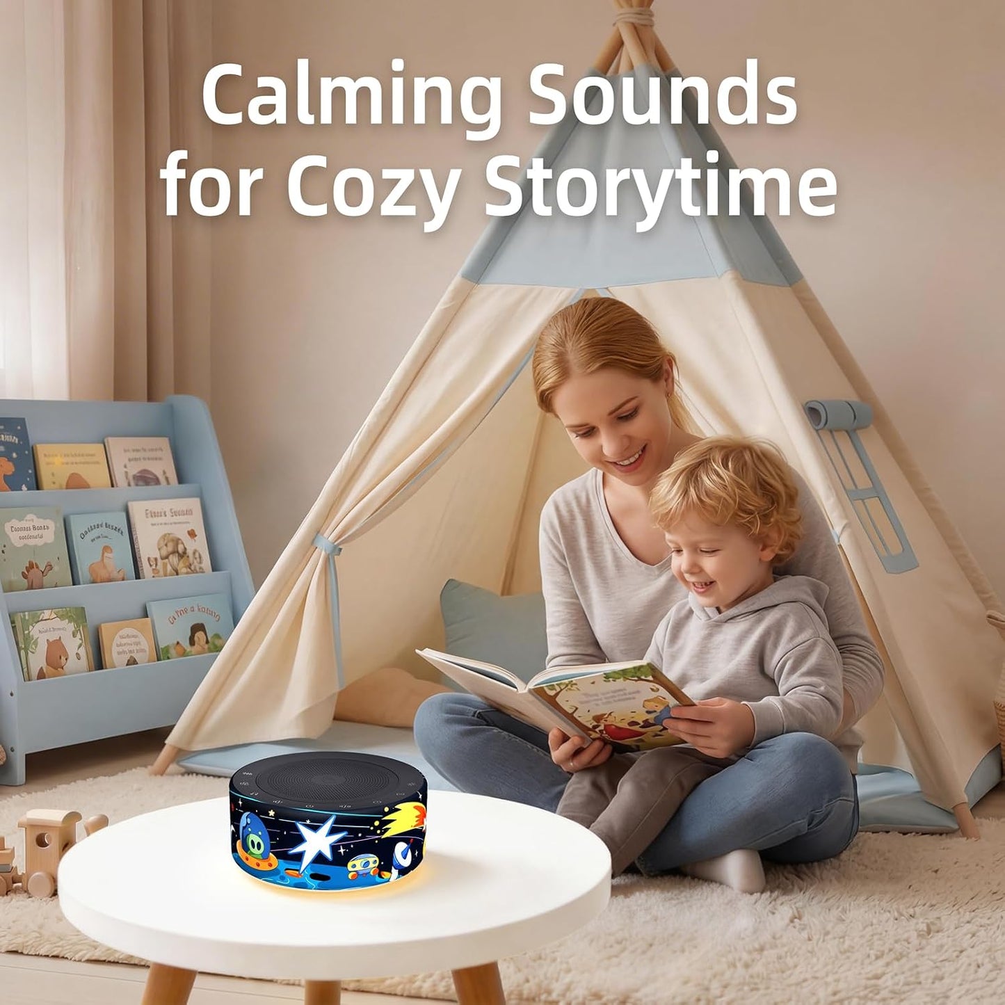 Kipcush White Noise Machine for Baby & Adults, 30 Soothing Sounds, Soft Non-Glare Nursery Lamp, 8 Color Night Lights, Memory Function (Angel V1 White, Standard)
