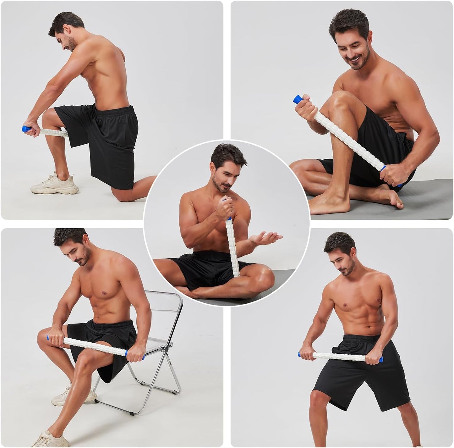 Muscle Roller Massage Roller Stick- Deep Tissue Fascia Blaster for Myofascial Pain Relief, Lymphatic Drainage & Body Sculpting, Handheld Physical Therapy & Recovery Tool (Pink black-18 inch)