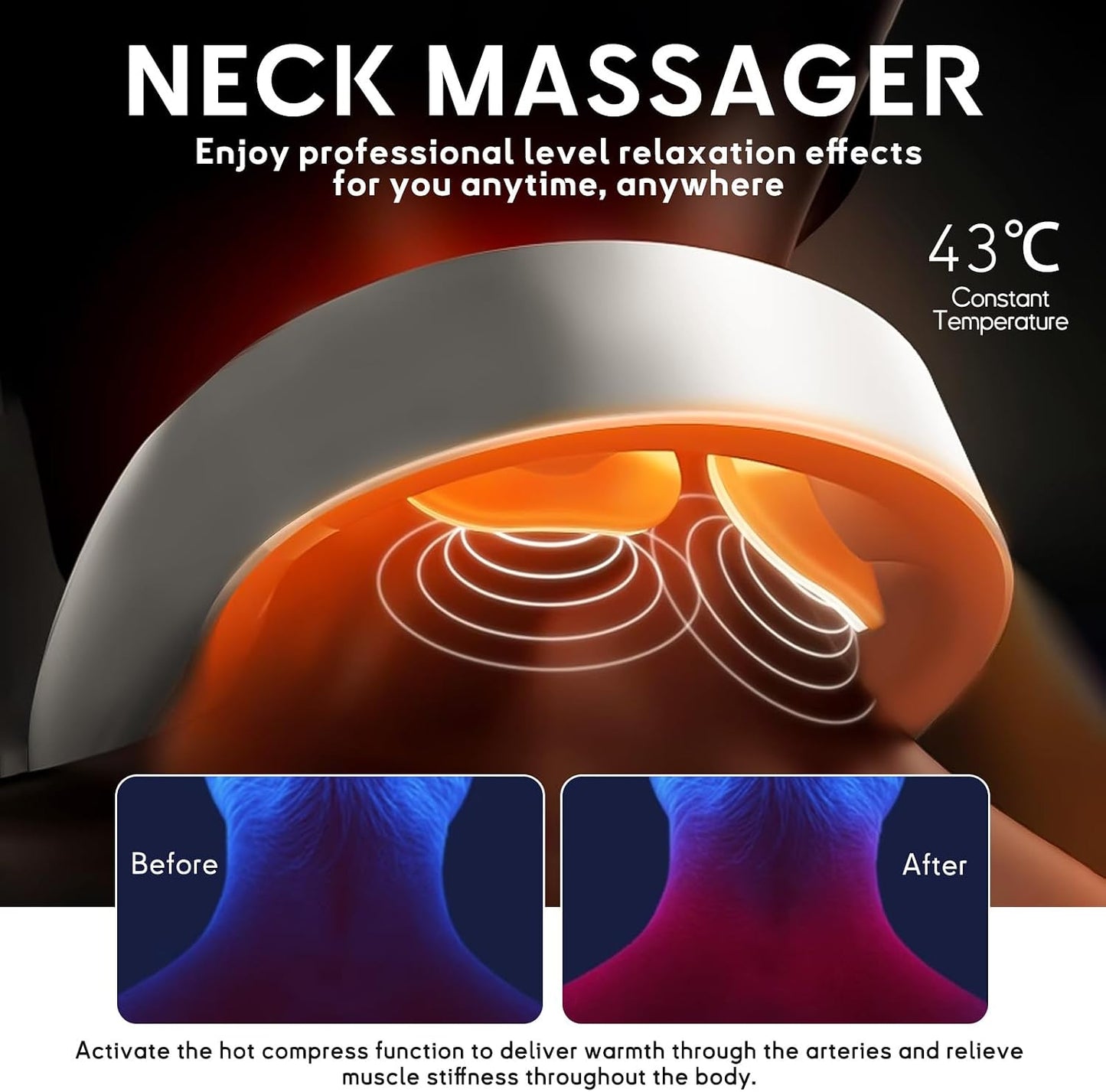 Neck Massager for Pain Relief Deep Tissue,Portable Neck Massager with Heat for Women Men