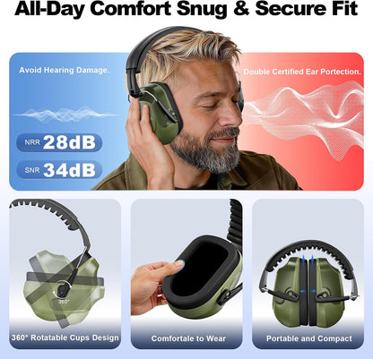 Floriogra Noise Reduction Ear Muffs, NRR 34dB Ear Protection, Hearing Protection Noise Cancelling Headphones for Adults Kids Autism, Shooting Ear Protection for Gun Range, Mowing, Construction
